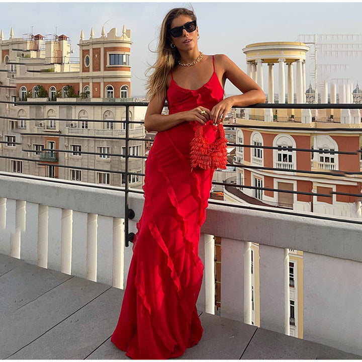 Elegant Ruffled Long Dress for Special Occasions