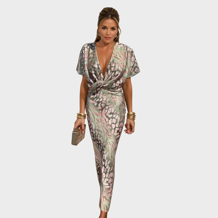 Twisted Dress with Draped V-Neck in Juliette Style