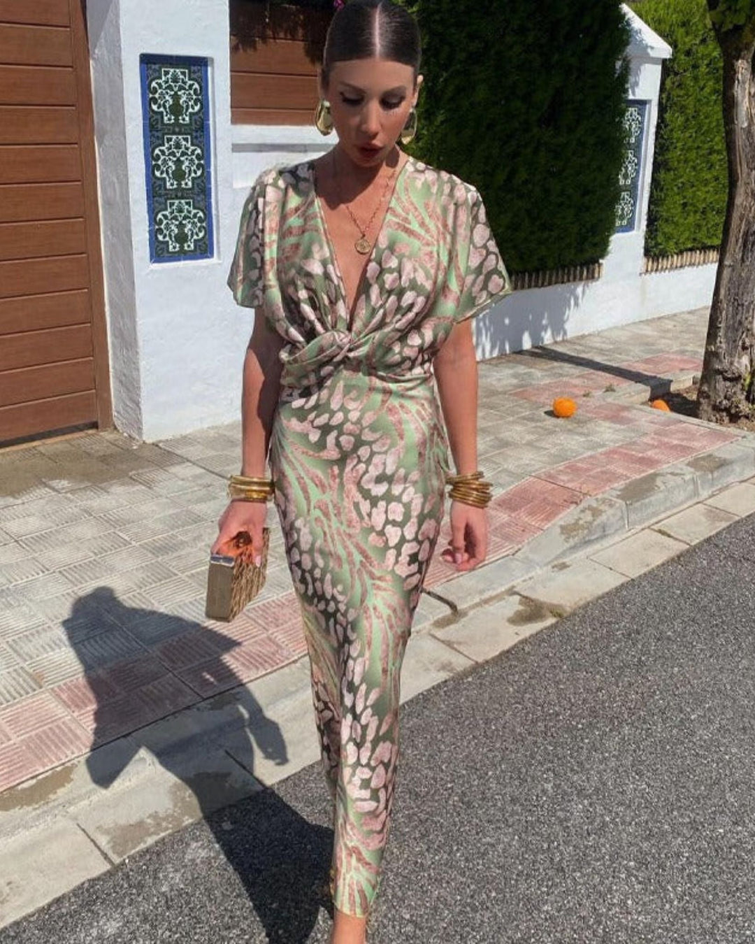 Twisted Dress with Draped V-Neck in Juliette Style