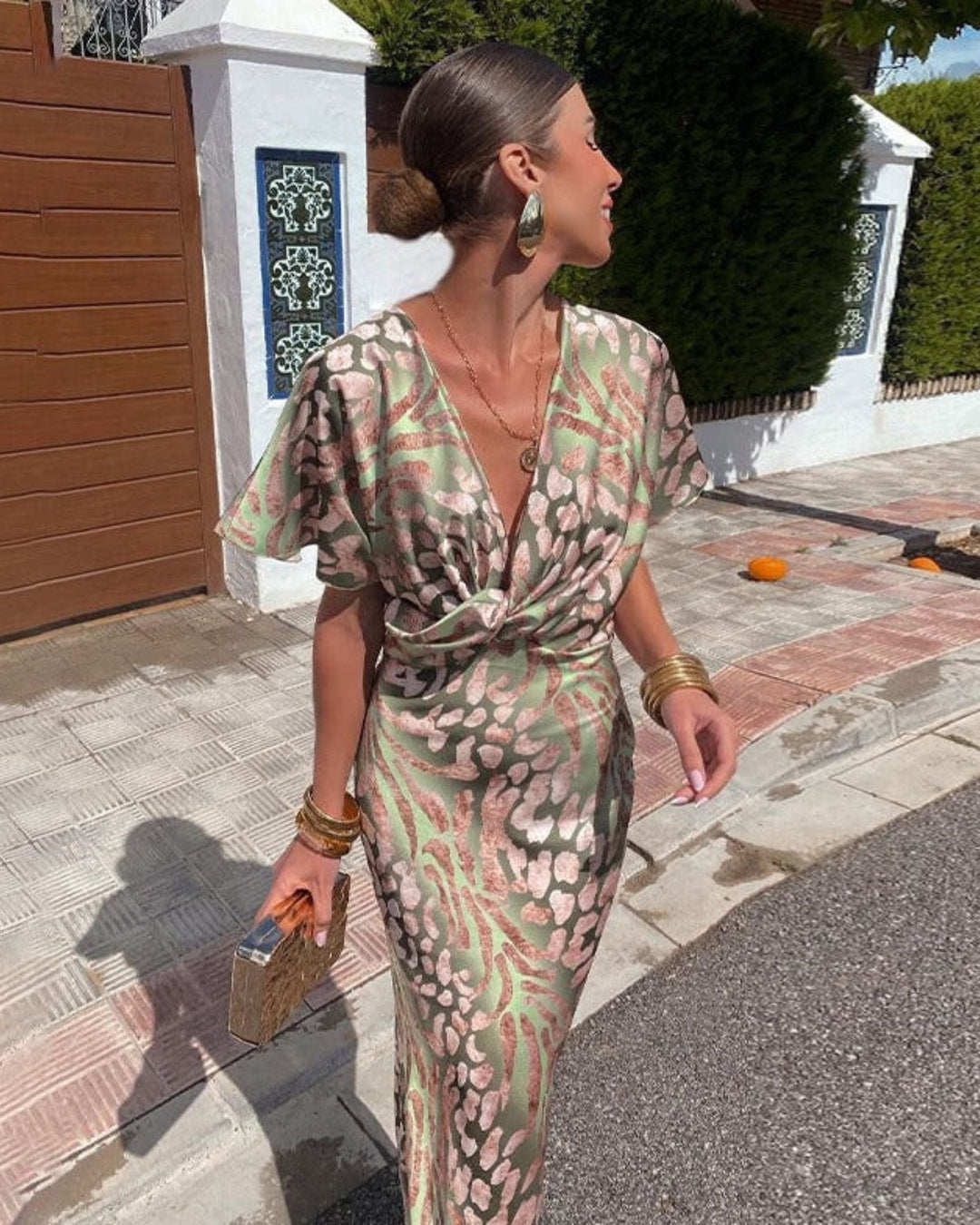 Twisted Dress with Draped V-Neck in Juliette Style