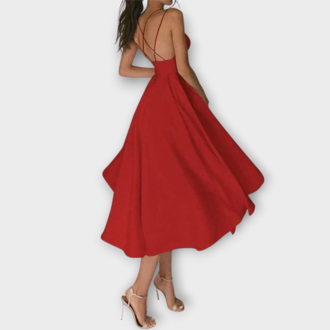 Ailana - Women's Dress with Deep V-Neck