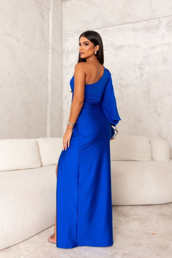 Satin One-Shoulder Dress in Elegant Valeria Style