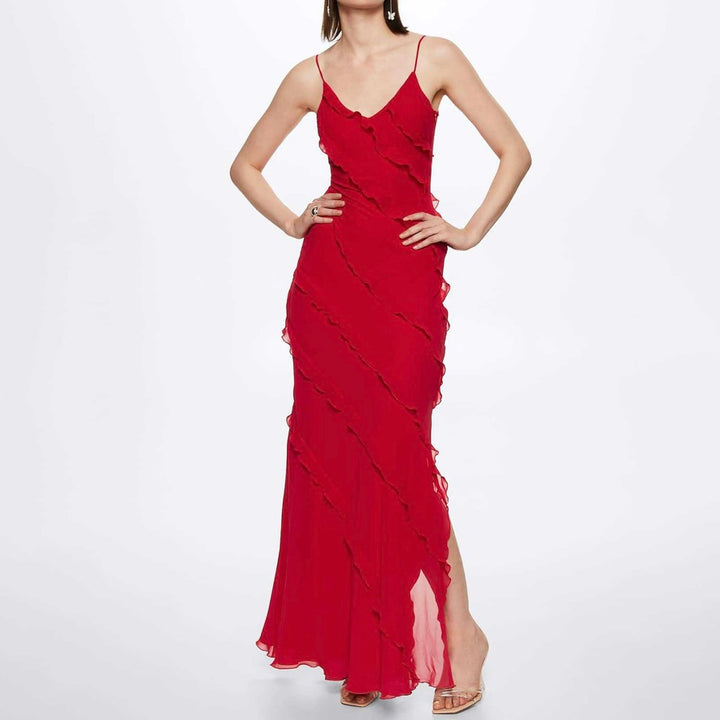 Elegant Ruffled Long Dress for Special Occasions