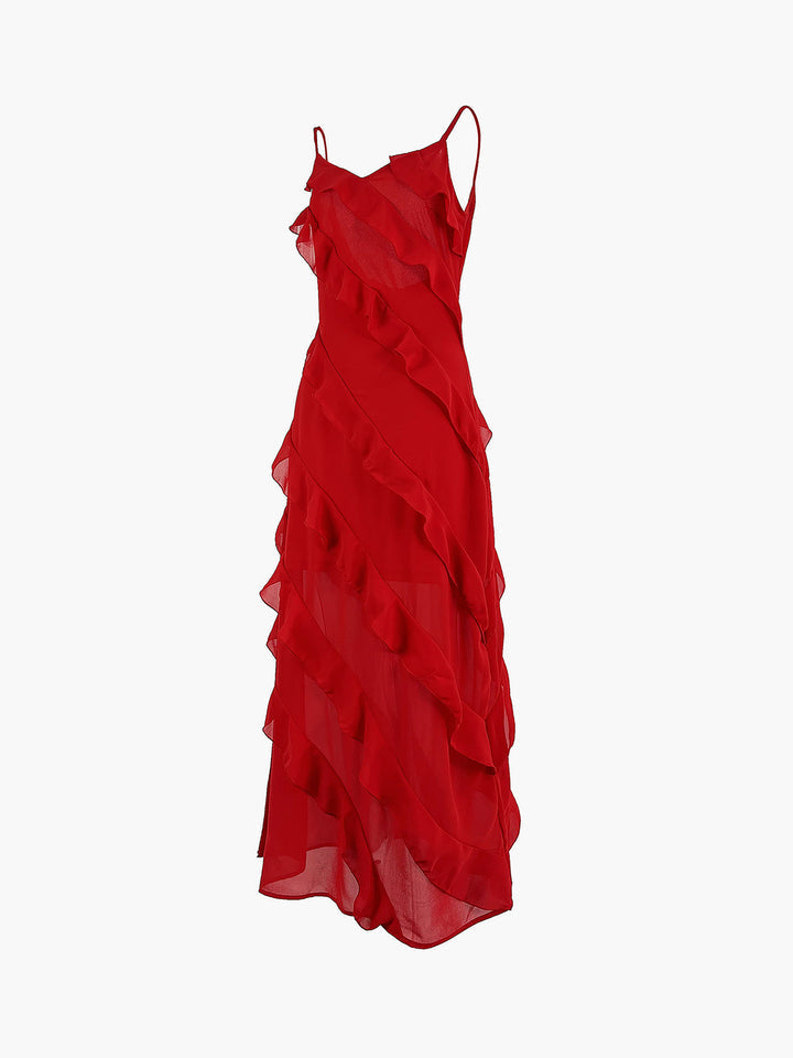 Elegant Ruffled Long Dress for Special Occasions