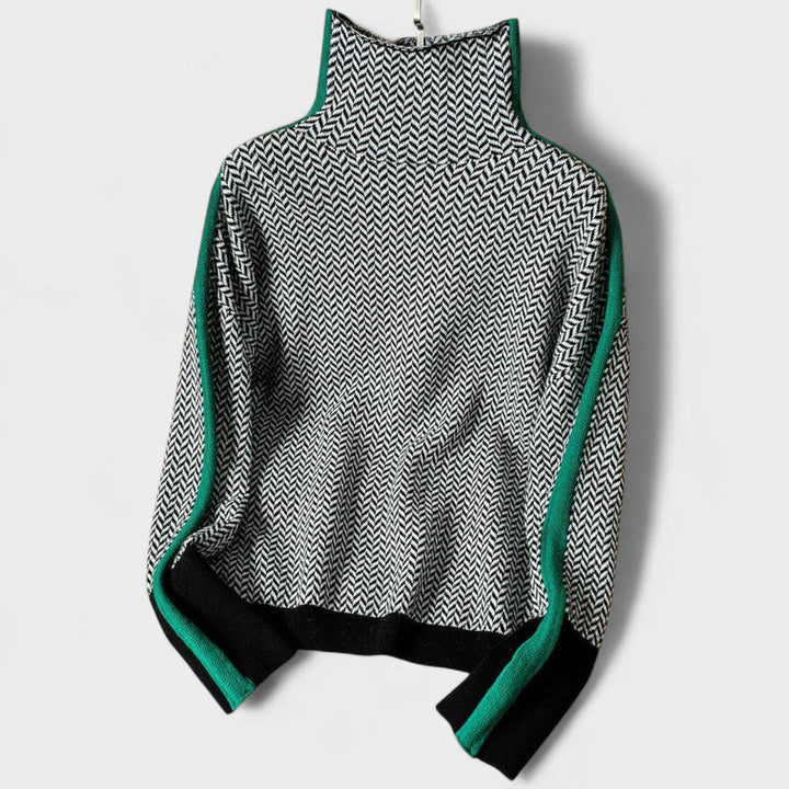 May | Luxurious Roll Neck Jumper with Herringbone Pattern
