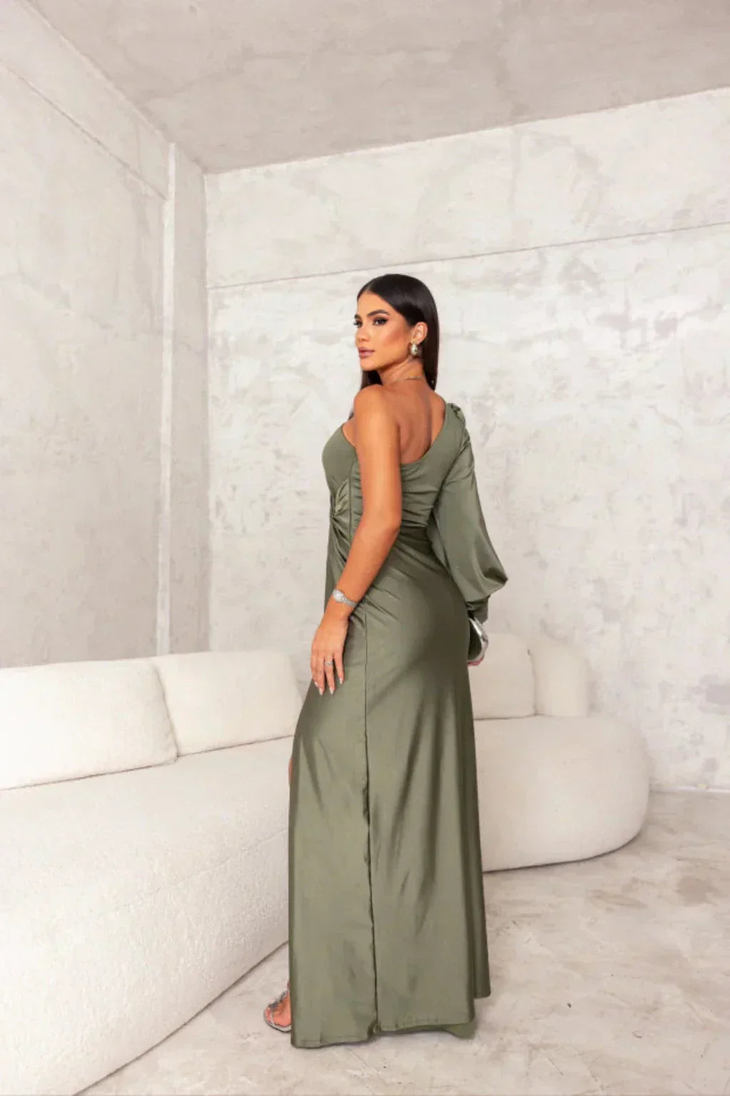 Satin One-Shoulder Dress in Elegant Valeria Style