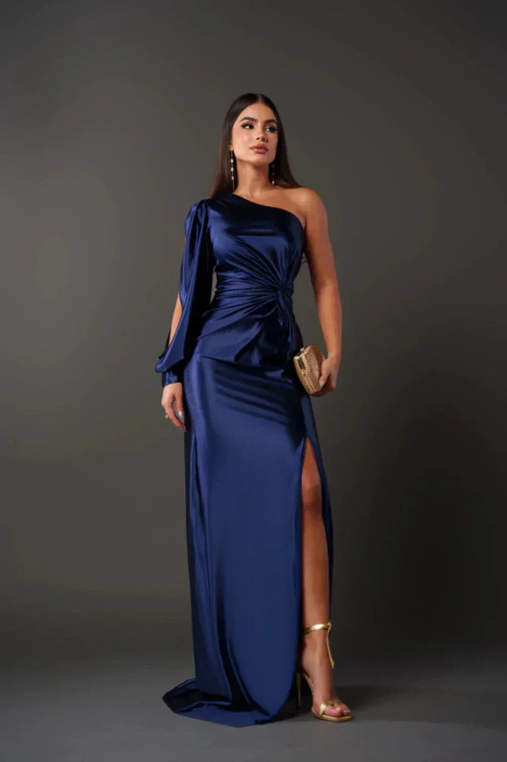 Satin One-Shoulder Dress in Elegant Valeria Style
