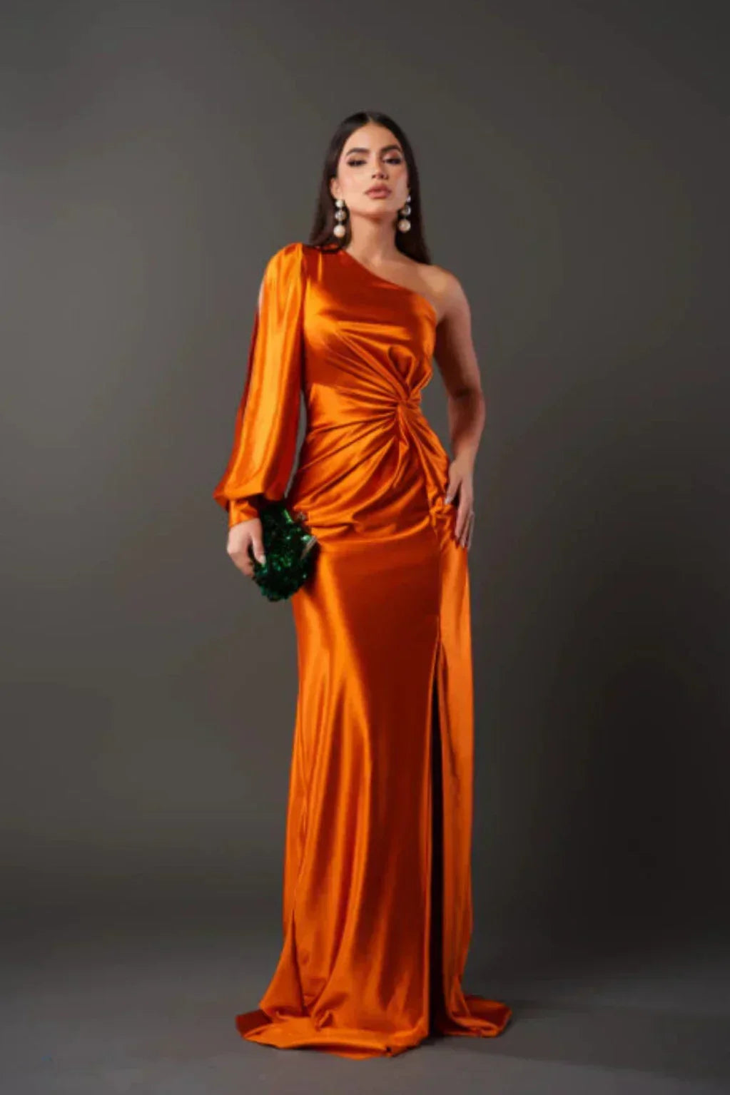 Satin One-Shoulder Dress in Elegant Valeria Style