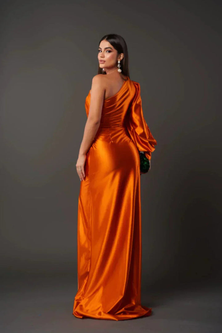 Satin One-Shoulder Dress in Elegant Valeria Style