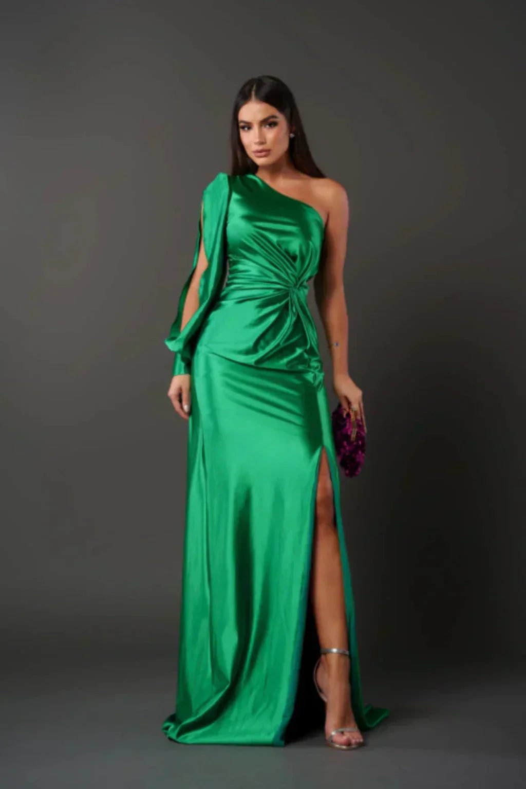 Satin One-Shoulder Dress in Elegant Valeria Style