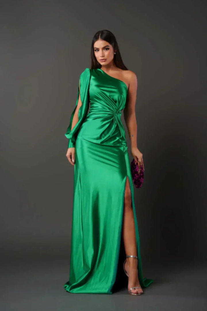 Satin One-Shoulder Dress in Elegant Valeria Style