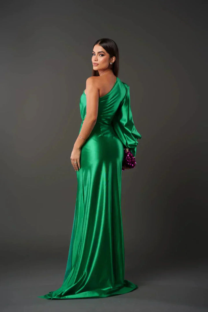 Satin One-Shoulder Dress in Elegant Valeria Style