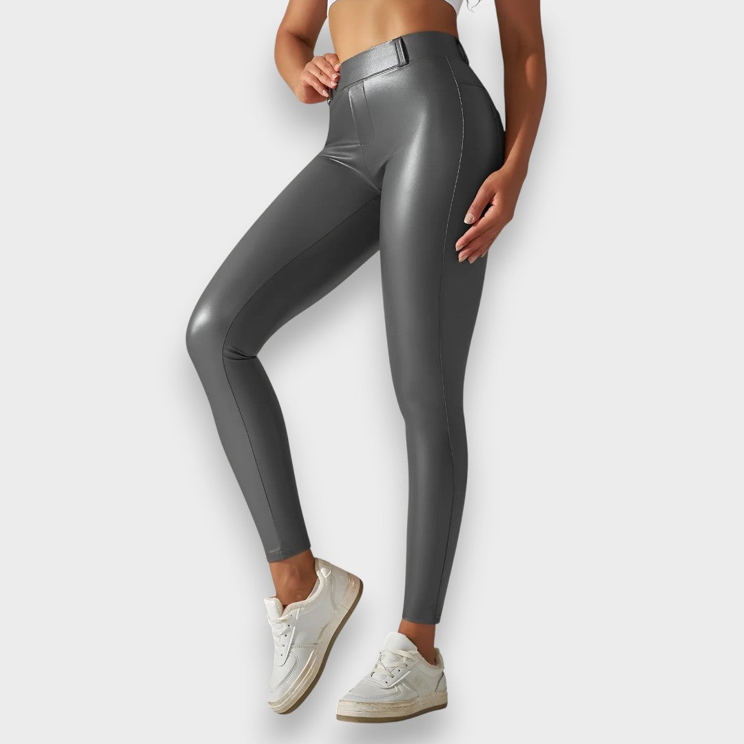 Alice | Faux Leather Shaping Tights