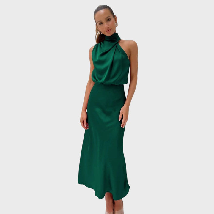 Benthe | Midi Dress with Off-the-Shoulder Design
